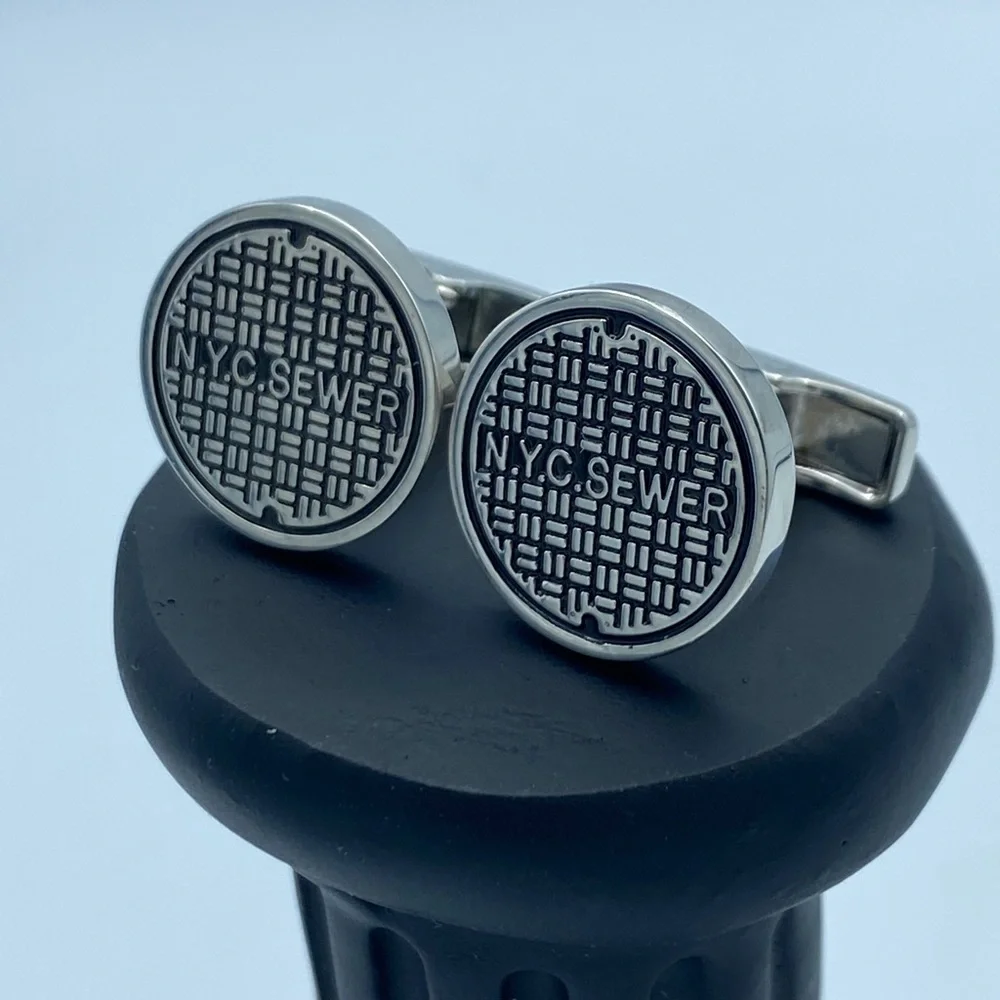 Vintage New York‎ City manhole cover cufflinks Sterling 925